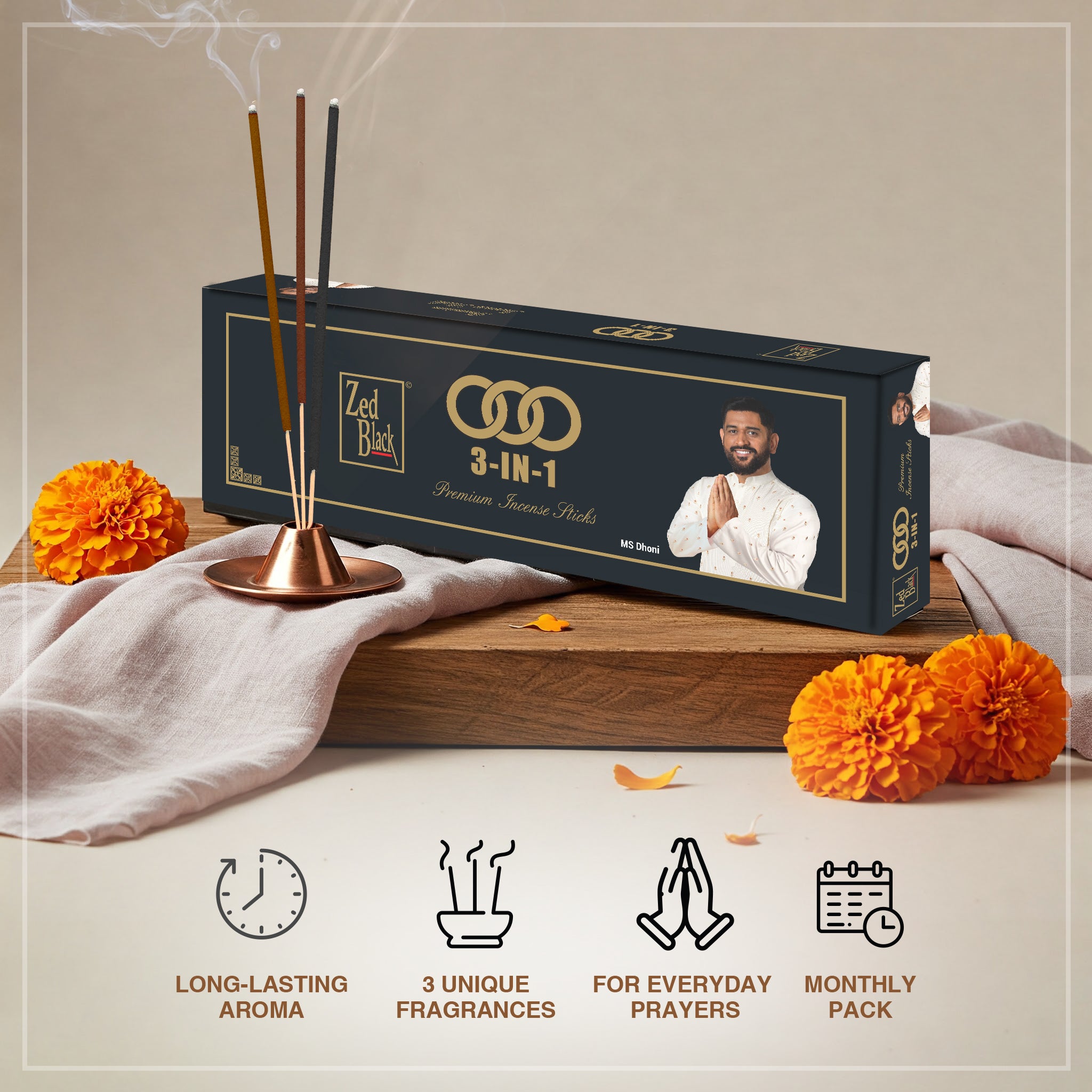 Zed Black 3-in-1 Premium Incense Sticks Monthly Gift Box
