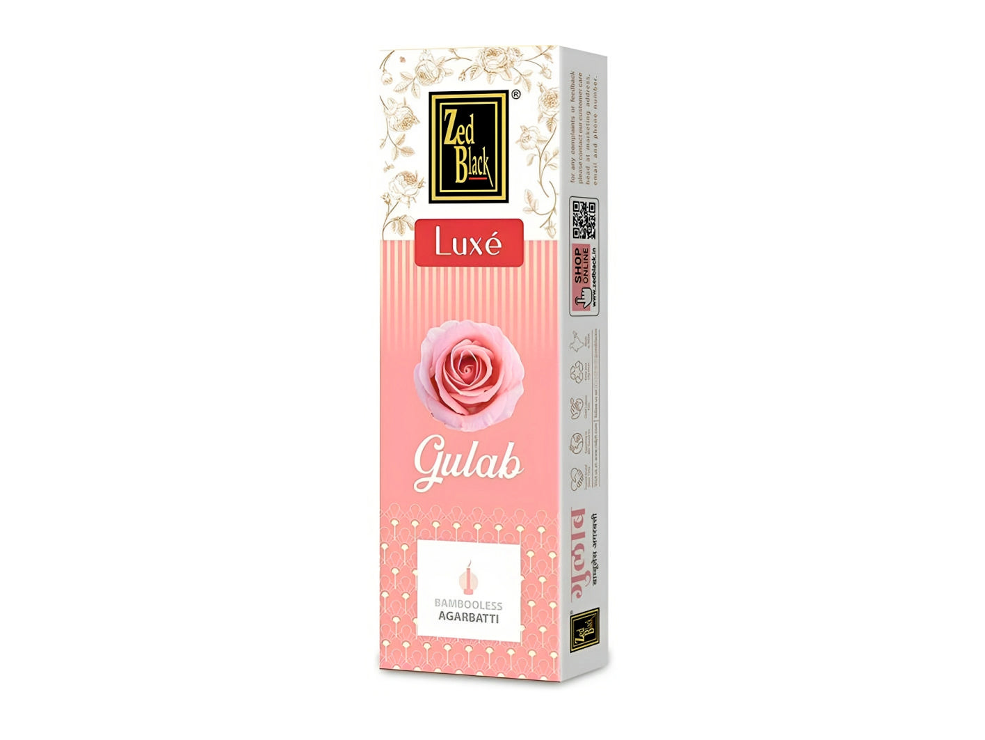 Zed Black Bamboo Less Incense Sticks – Luxe Series - Pack of 1 Incense Sticks, Good Vibes Pack (Approx 70 Agarbatti Sticks - Gulab