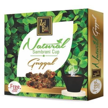 Zed Black Natural Guggal Sambrani Cups - Pack of 3