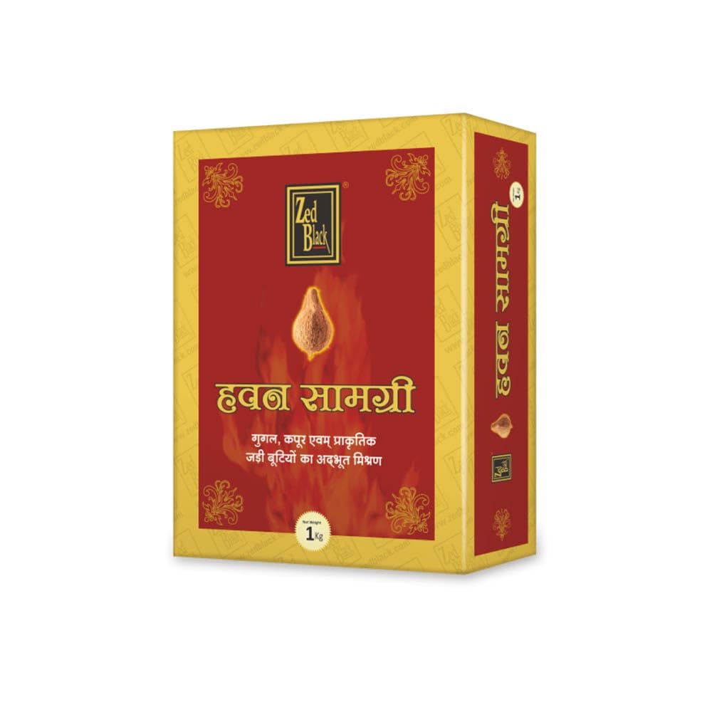 Zed Black Hawan Samagri 1KG | 100% Pure and Natural | Mixture of Various Dried Herbal Roots and Leaves for Vedic Yagya Pujan. Hawan Worship Pooja Samagri