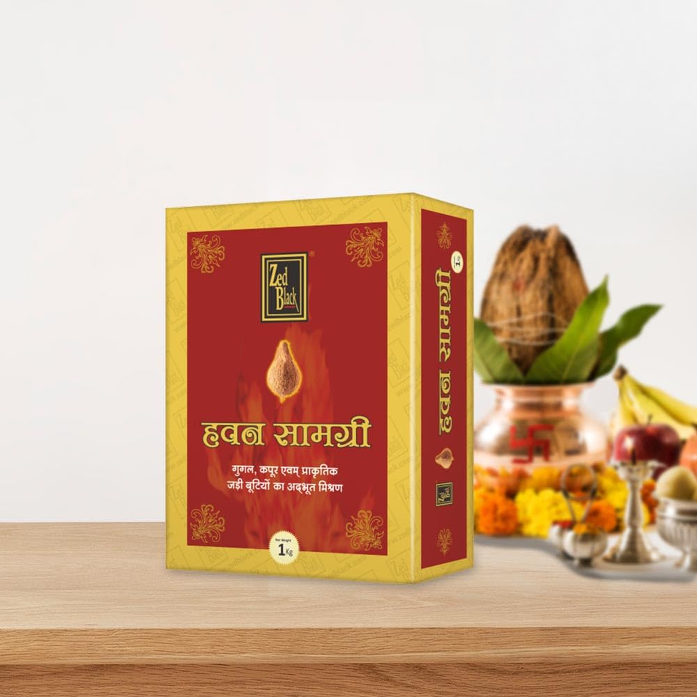 Zed Black Hawan Samagri 1KG | 100% Pure and Natural | Mixture of Various Dried Herbal Roots and Leaves for Vedic Yagya Pujan. Hawan Worship Pooja Samagri