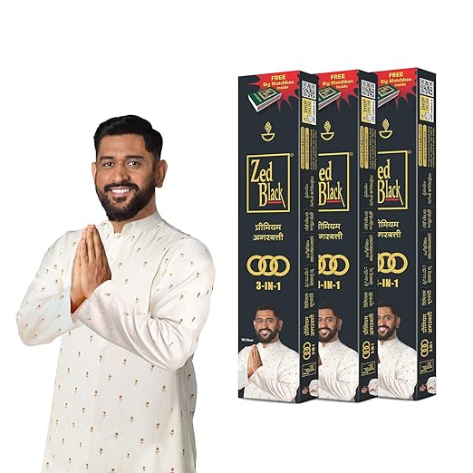Zed Black Incense Sticks 3-in-1 Pack of 3 Agarbatti Stick Natural Fragrance for Puja, Meditation, Refreshing Ambience - Free Grand Matchbox Inside