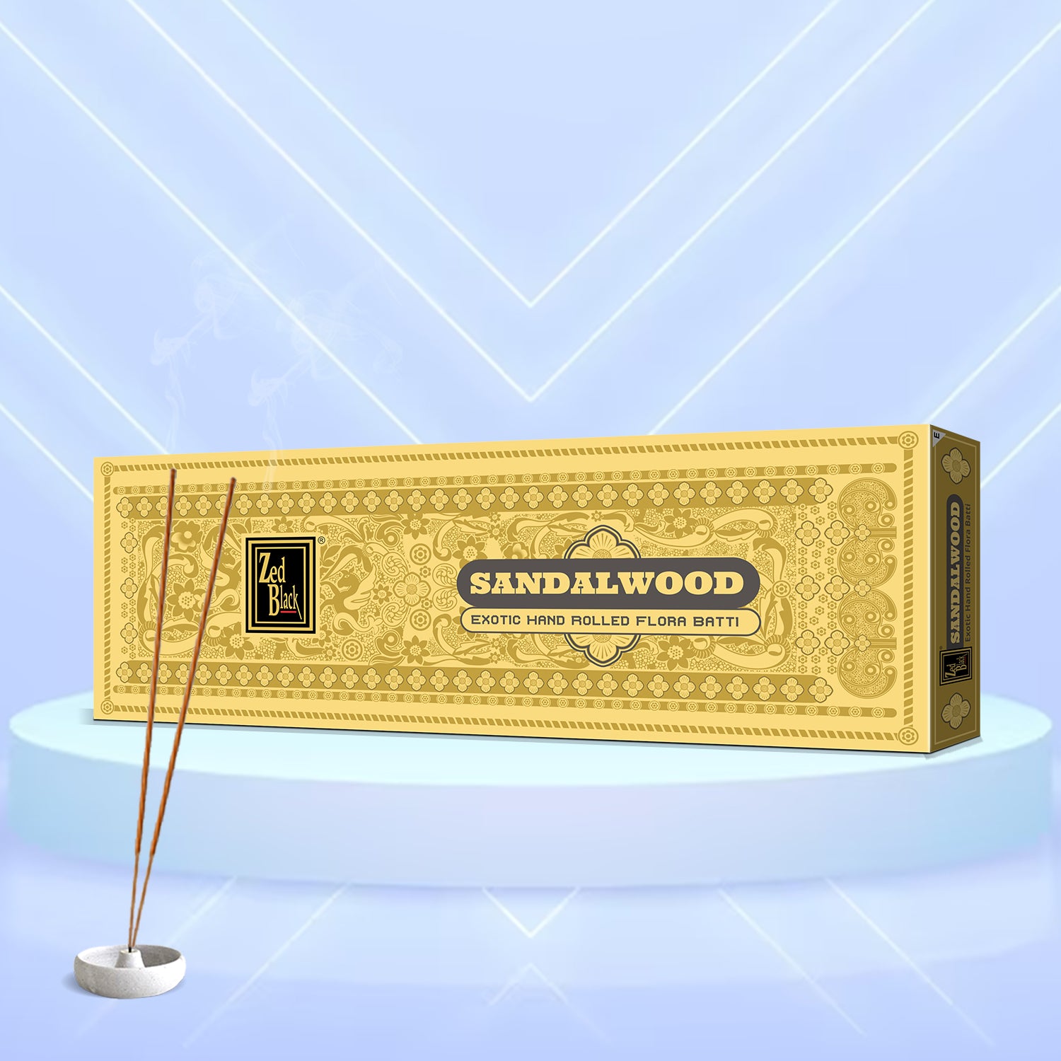 Zed Black Sandalwood Hand-Rolled Flora Batti - Pack of 2 Agarbatti / Incense Batti, Long-Lasting Incense Sticks for Special Puja Experience, Festivals, Occasions, Ideal for Gifting GoodVibes Pack ( Approx 70 Agarbatti Sticks | Handrolled (381 GM)