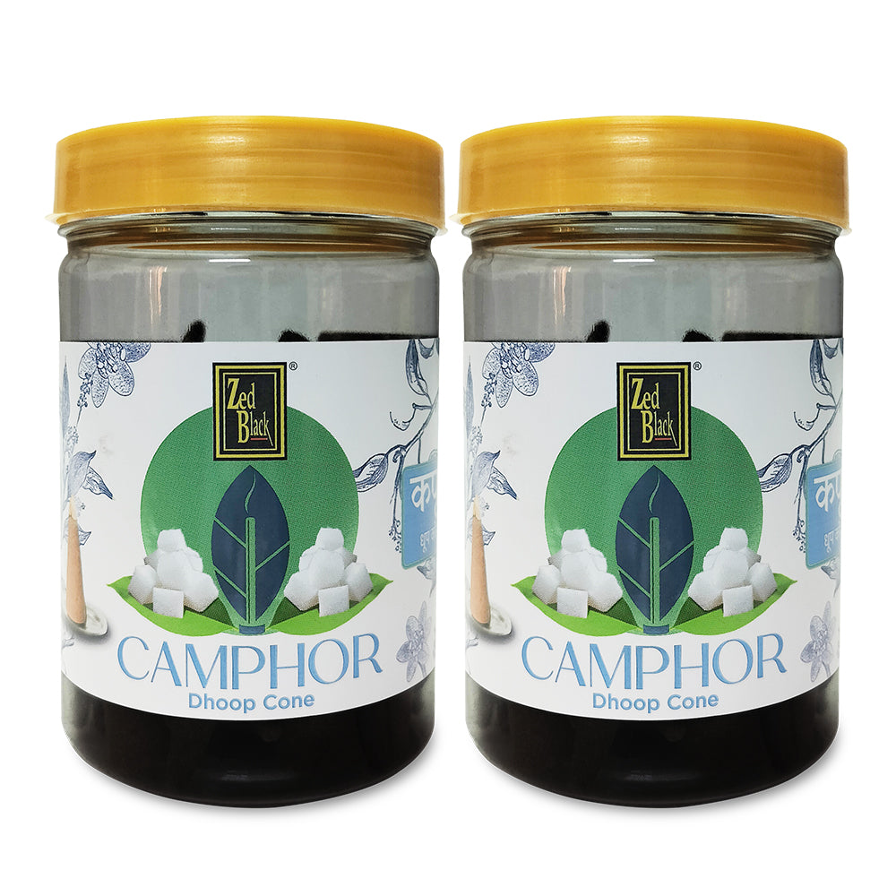 Zed Black Dhoop Big Cones in Jar Packing Incense Dhoop Cones in Camphor Fragrance | Combo Assorted Dhoop - Pack of 2