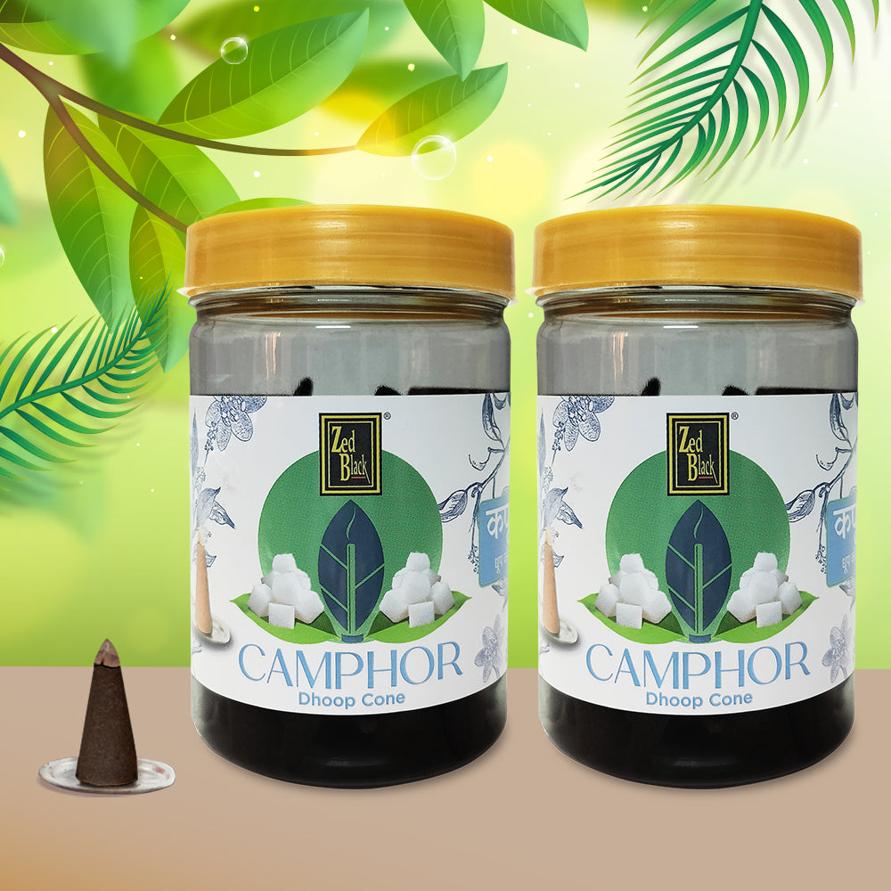 Zed Black Dhoop Big Cones in Jar Packing Incense Dhoop Cones in Camphor Fragrance | Combo Assorted Dhoop - Pack of 2