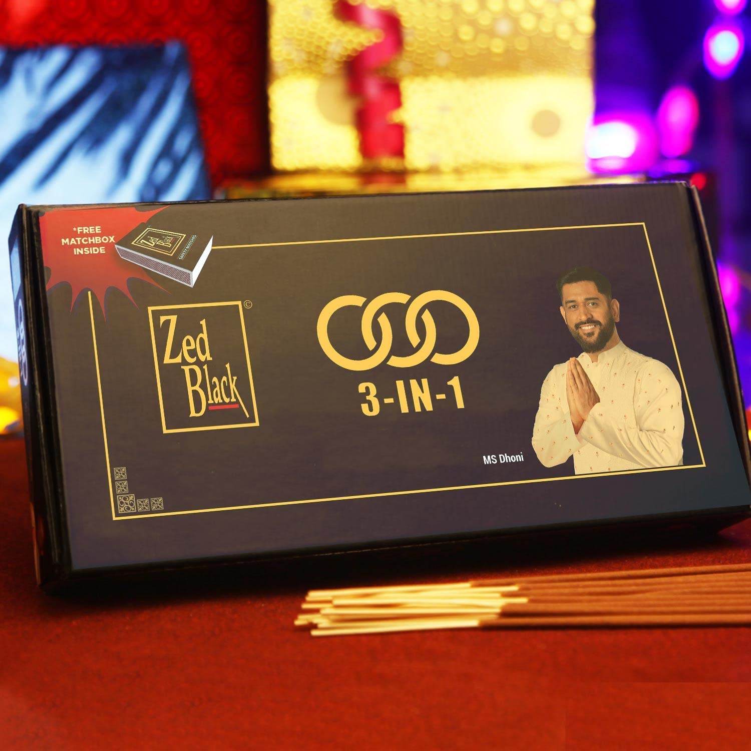Zed Black 3in1 Gift Box - Monthly Pack of Agarbatti / Incense Sticks