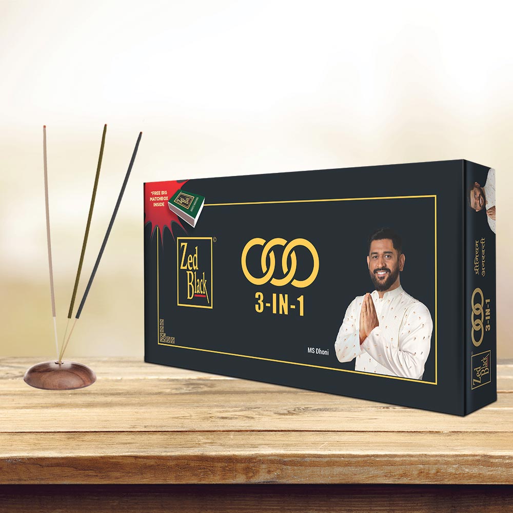 Zed Black 3in1 Gift Box - Monthly Pack of Agarbatti / Incense Sticks