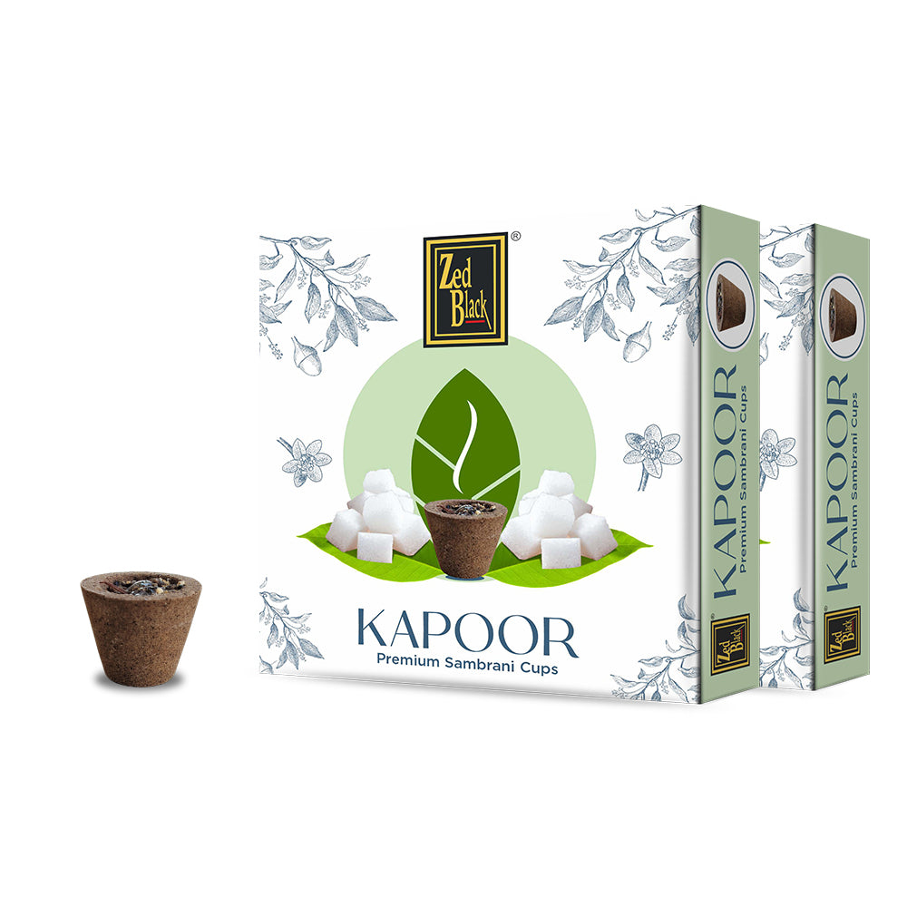 Zed Black Camphor Sambrani Cups Sambrani Dhoop Cup Box - Long Lasting Pleasing Aroma Dhoop Cone for Puja for Everyday Use - Pack of 2