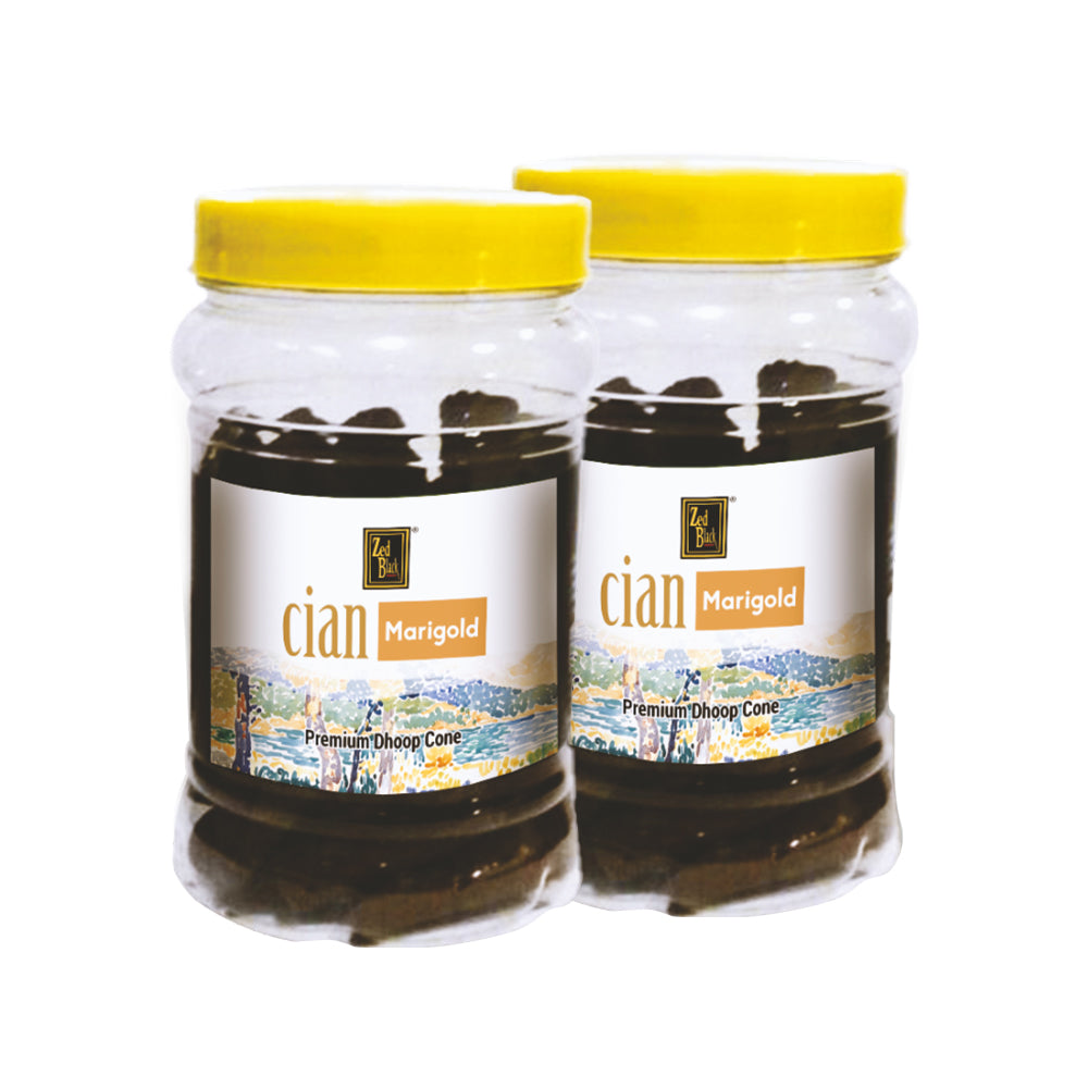 Zed Black Dhoop Big Cones Cian Marigold in Jar Packing Incense Dhoop Cones | Combo Assorted Dhoop - Pack of 2