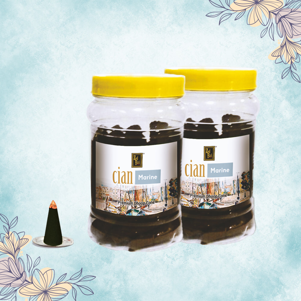 Zed Black Cian Marine Dhoop Big Cones in Jar Packing Incense Dhoop Cones | Combo Assorted Dhoop - Pack of 2