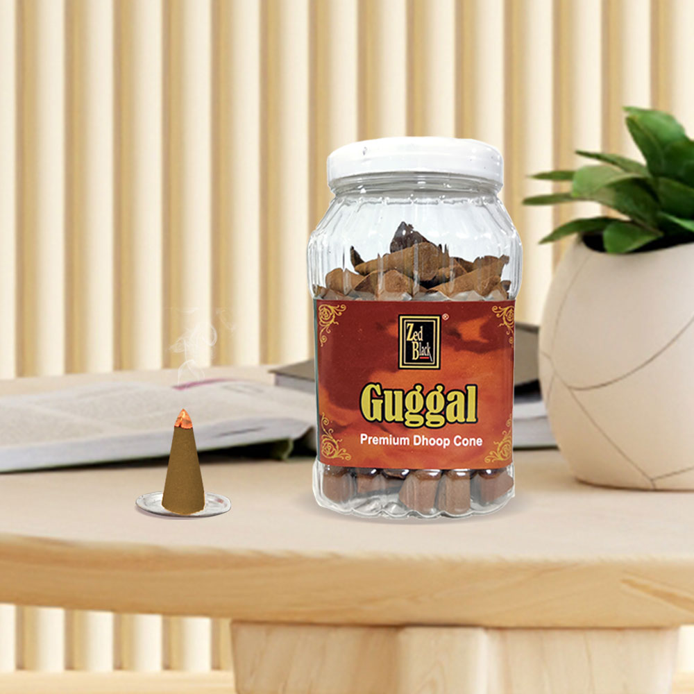 Zed Black Dhoop Big Cones in Jar Packing Incense Dhoop Cones – 3 Fragrances (- Mogra, Gulab & Guggal) | Combo Assorted Dhoop, 3x80 Cones