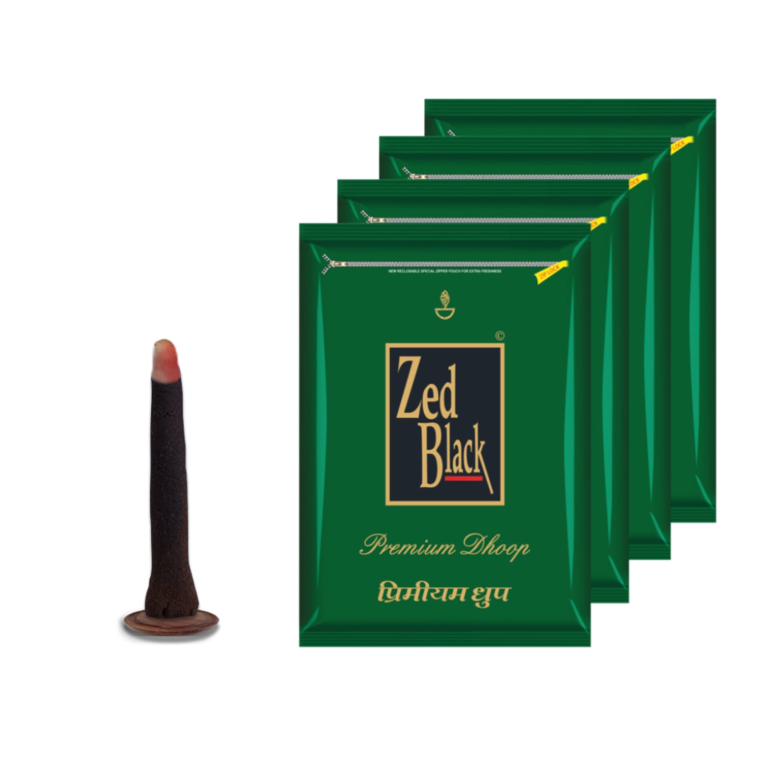 Zed Black Parfum Dhoop Big Batti in Family Zipper Packing Incense Dhoop | Combo Assorted Dhoop - Pack of 4