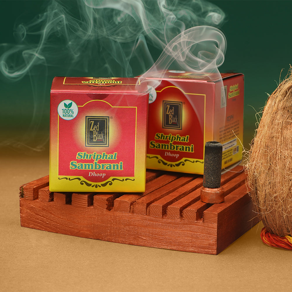 Zed Black Shriphal Sambrani Dhoop Sticks , Made from Natural Ingredients in Jar Packets - Combo Dhoop Sticks - Pack of 2