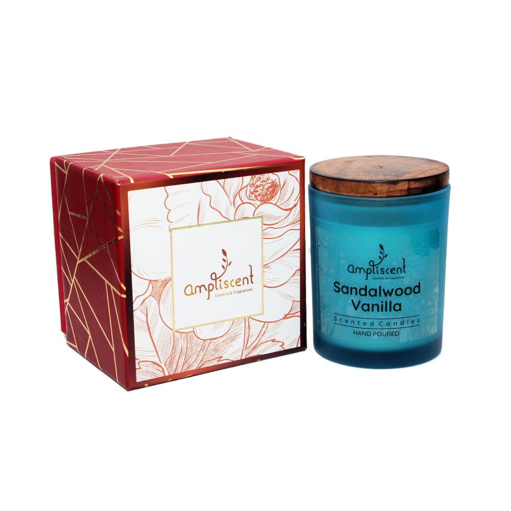 Ampliscent Exotic Candles Collection- Sandalwood Vanilla (Blue Frosted)