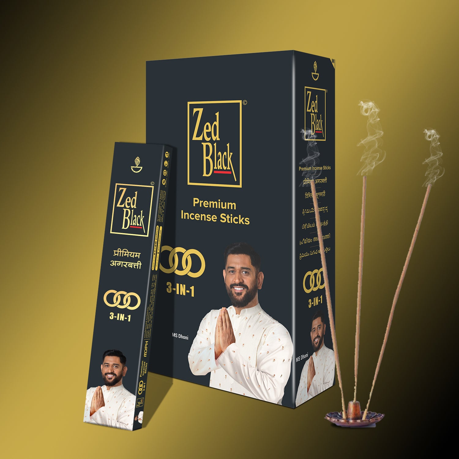 Zed Black 3 –in-1 Premium Agarbatti / Incense Sticks for Everyday Use Long lasting Mesmerizing Scent Sticks For Meditational or Religious Purpose