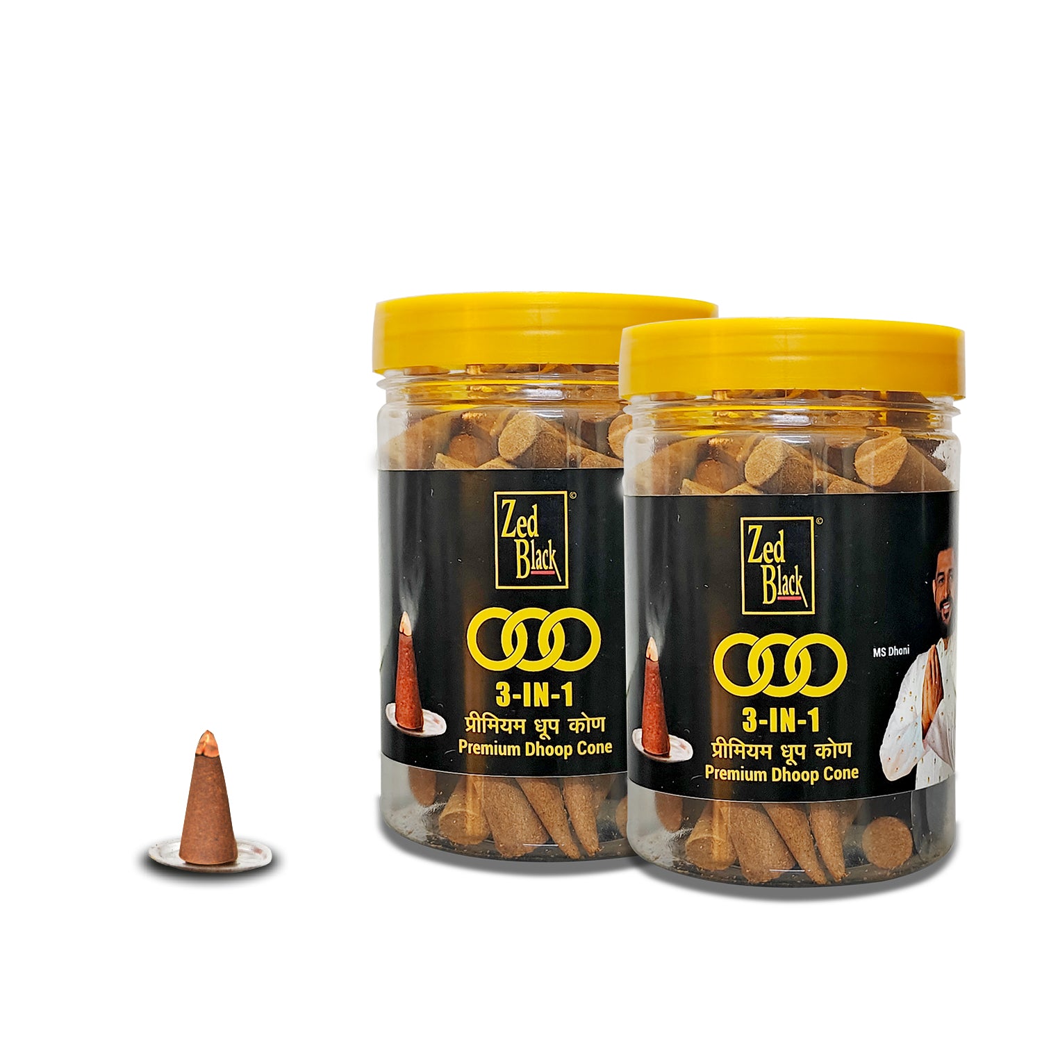 Zed Black Dhoop Big Cones in Jar Packing Incense Dhoop Cones in 3in 1 Fragrance | Combo Assorted Dhoop - Pack of 2