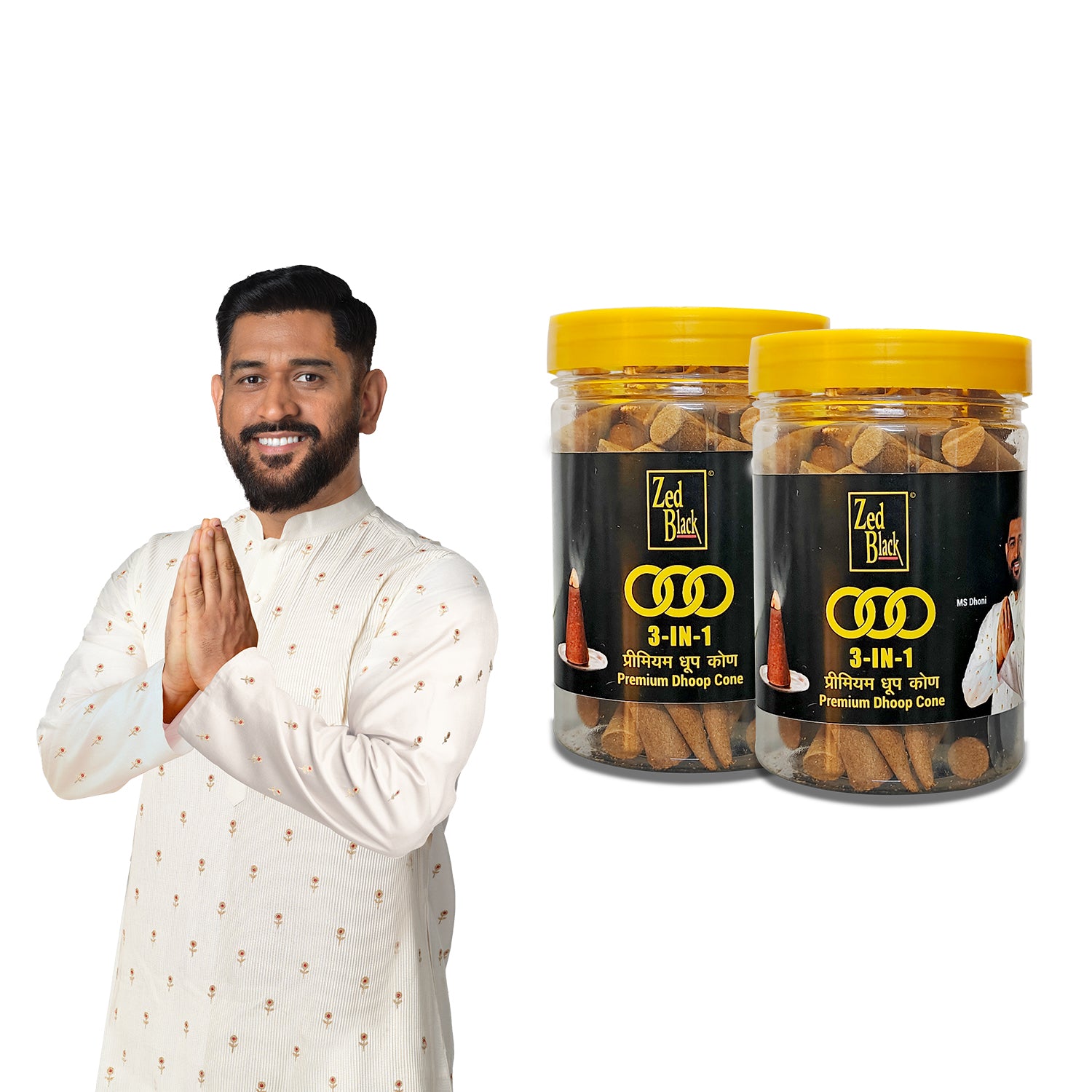 Zed Black Dhoop Big Cones in Jar Packing Incense Dhoop Cones in 3in 1 Fragrance | Combo Assorted Dhoop - Pack of 2