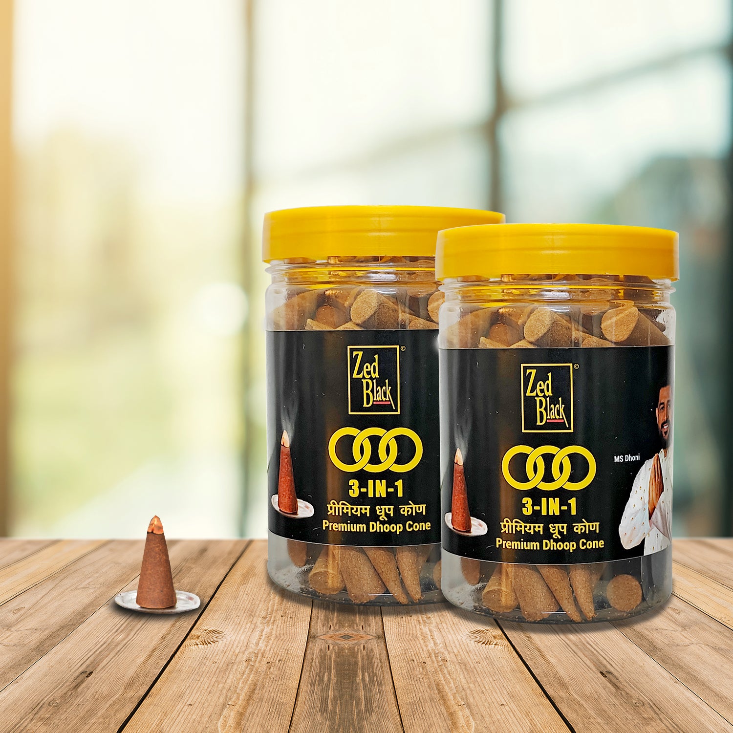 Zed Black Dhoop Big Cones in Jar Packing Incense Dhoop Cones in 3in 1 Fragrance | Combo Assorted Dhoop - Pack of 2