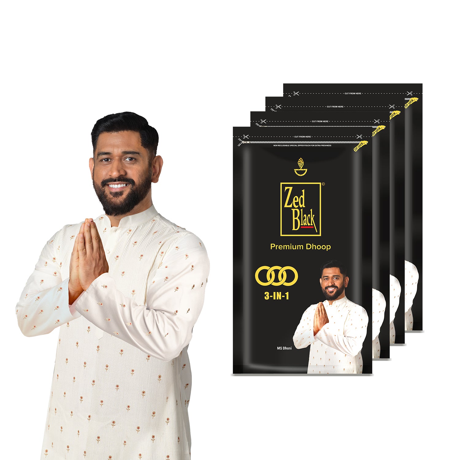 Zed Black Black Dhoop Big Batti in Family Zipper Packing Incense Dhoop 1 Fragrance- 3 in 1 | Combo Assorted Dhoop - Pack of 2