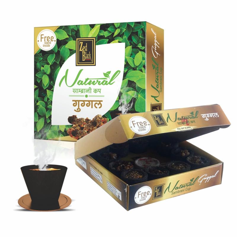 Zed Black Natural Guggal Sambrani Cups - Pack of 3