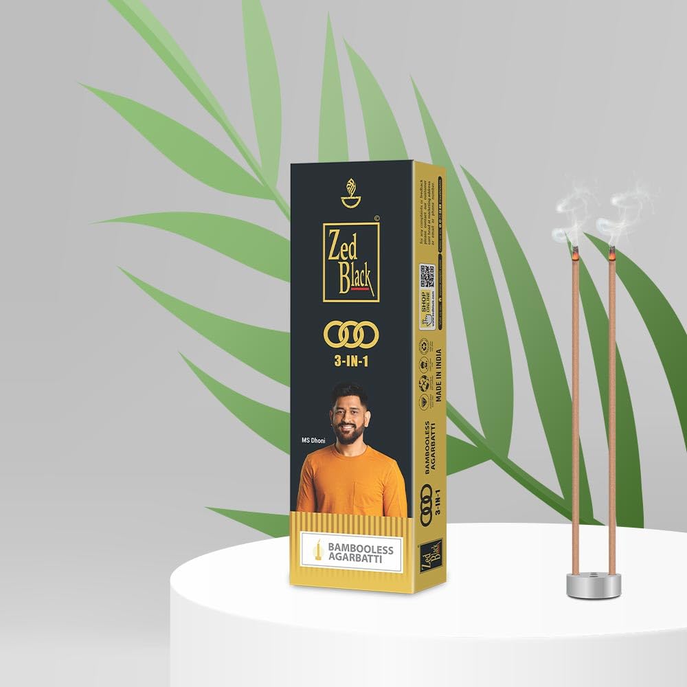 Zed Black 3in1 Bamboo Less Agarbatti / Incense Sticks -Pack of 2 (90 gm x 2 = 180gm) Three Enchanting fragrances in a Pack