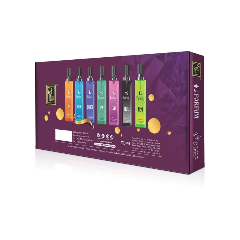 Zed Black Parfum Premium Fragrance Giftbox of Incense Sticks Pack of 2 - Fragrance Incense Sticks for Positivity & Freshness - Luxurious Fragrance of Perfumed Incense Sticks