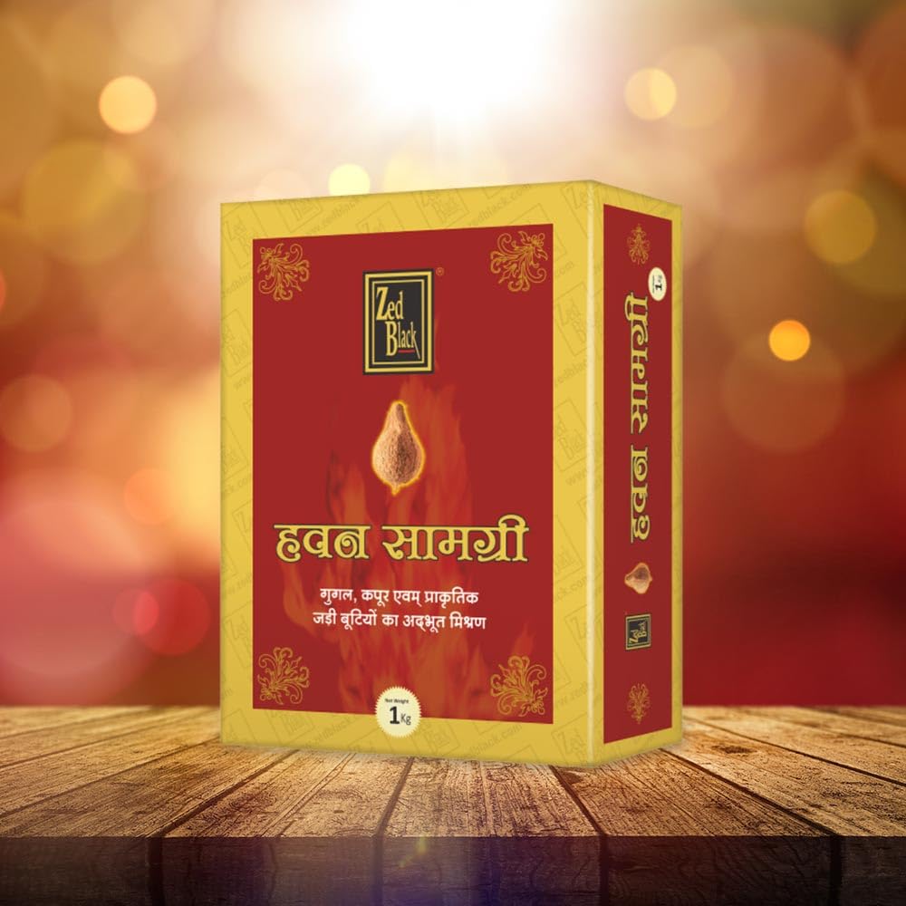 Zed Black Hawan Samagri 1KG | 100% Pure and Natural | Mixture of Various Dried Herbal Roots and Leaves for Vedic Yagya Pujan. Hawan Worship Pooja Samagri
