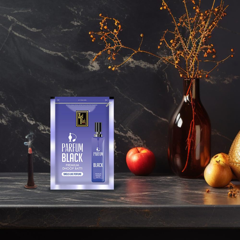 Zed Black Parfum Dhoop Big Batti in Family Zipper Packing Incense Dhoop 4 Fragrance- Aqua,Black,CW,Turbo | Combo Assorted Dhoop - Pack of 4