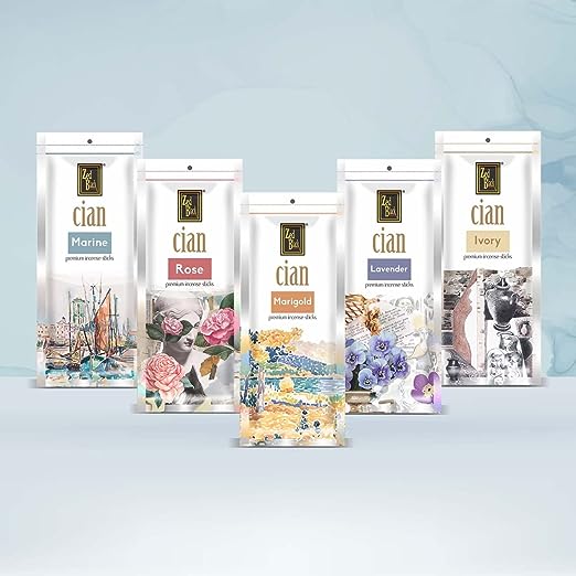 Zed Black Cian Agarbatti / Incense Sticks Pack of 5 (in 5 Fragrances of Marine, Rose, Marigold, Lavender and Ivory)