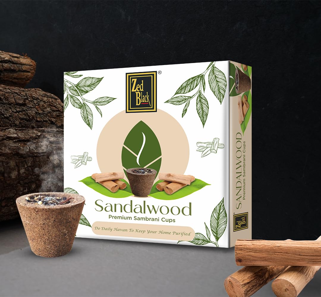 Zed Black Sandalwood Sambrani Cups | Pooja & Havan