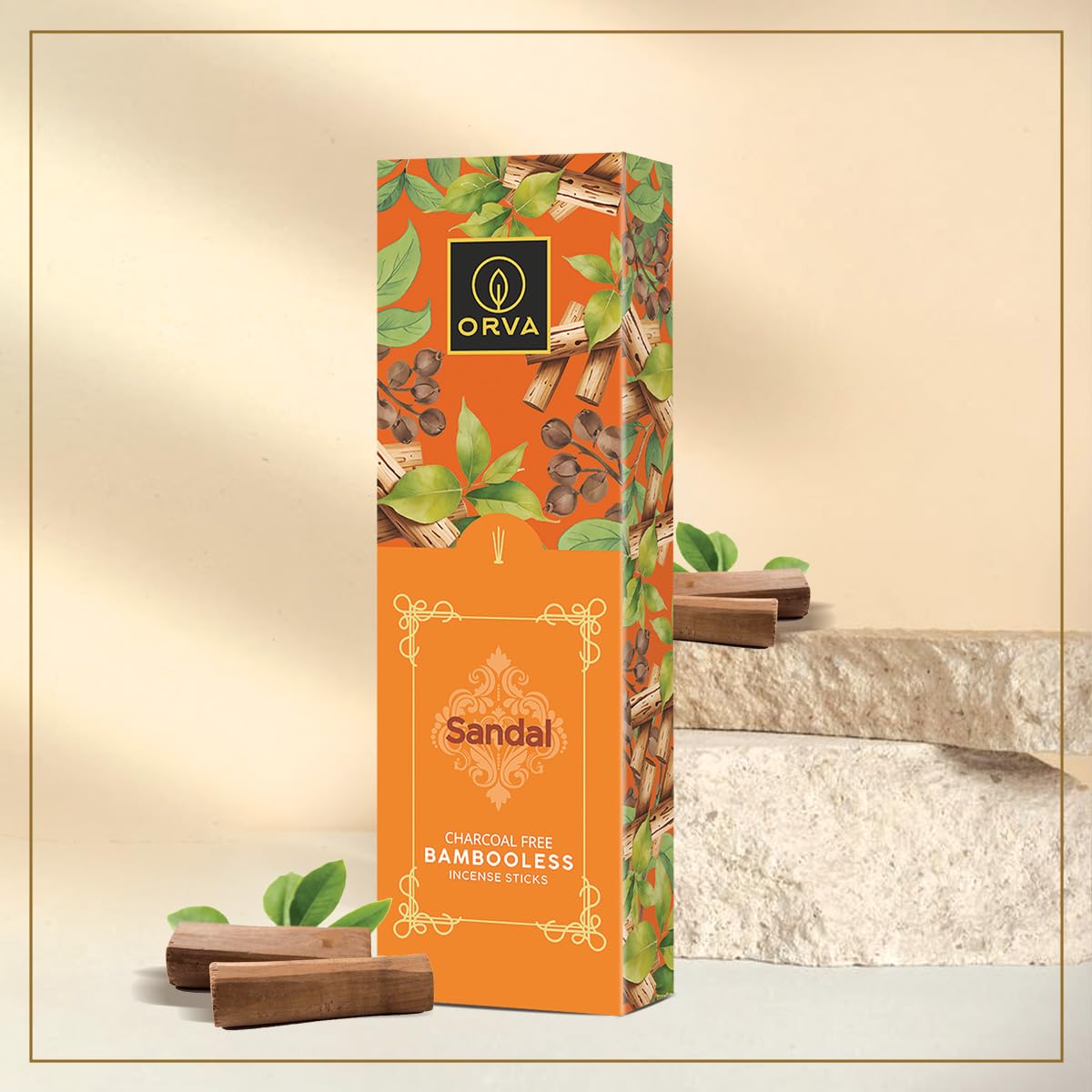 ORVA Bambooless Incense Sticks: Camphor, Lavender, Patchouli, Sandal Pack of 4 (360 g)