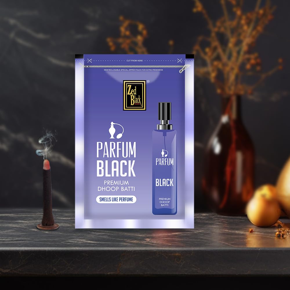 Zed Black Parfum Dhoop Big Batti in Family Zipper Packing Incense Dhoop 4 Fragrance- Aqua,Black,CW,Turbo | Combo Assorted Dhoop - Pack of 4