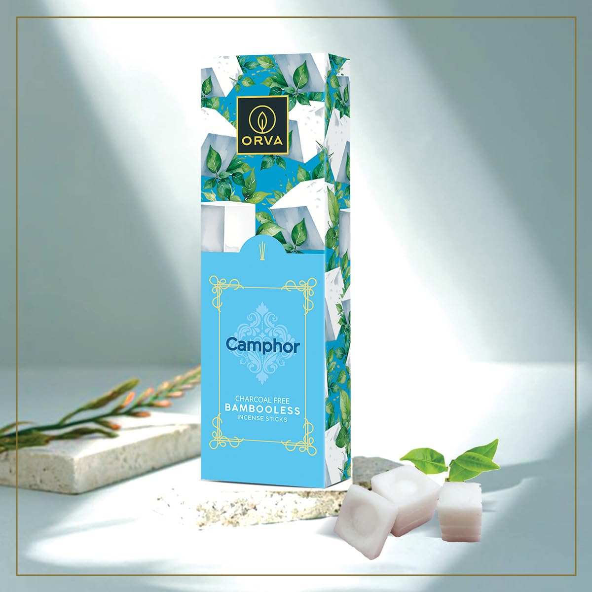 ORVA Bambooless Incense Sticks: Camphor, Lavender, Patchouli, Sandal Pack of 4 (360 g)
