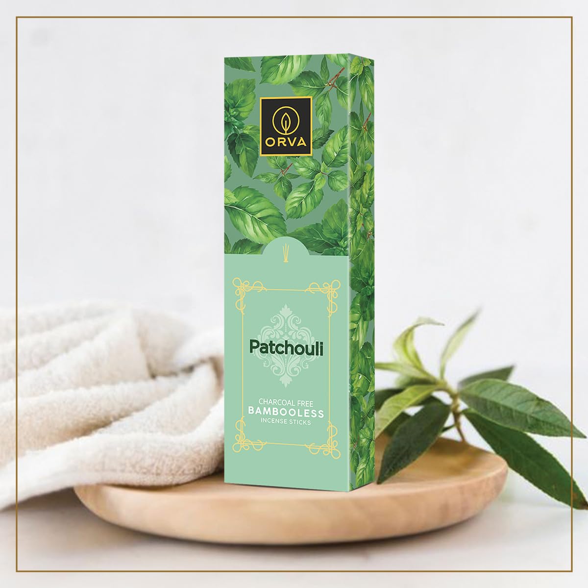 ORVA Bambooless Incense Sticks: Camphor, Lavender, Patchouli, Sandal Pack of 4 (360 g)
