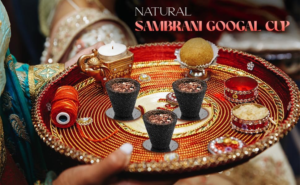 Zed Black Natural Guggal Sambrani Cups - Pack of 3