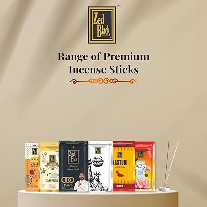 Zed Black Incense Sticks Kit, Dhoop Cones & Sticks, Sambrani Cup & Guggal Cup (Combo Set)