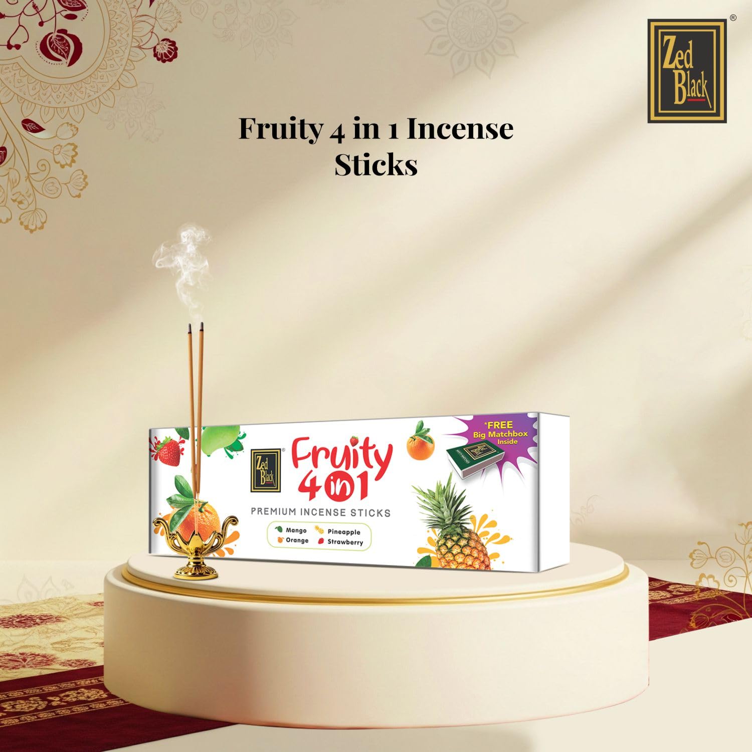 Box of Happiness Contains Zed Black Incense Sticks Kit, Agarbatti, Dhoop Cones, Dhoop Sticks, Long Lasting Burning Sambrani Cups, Guggal Cups for Auspicious Festival Gifts