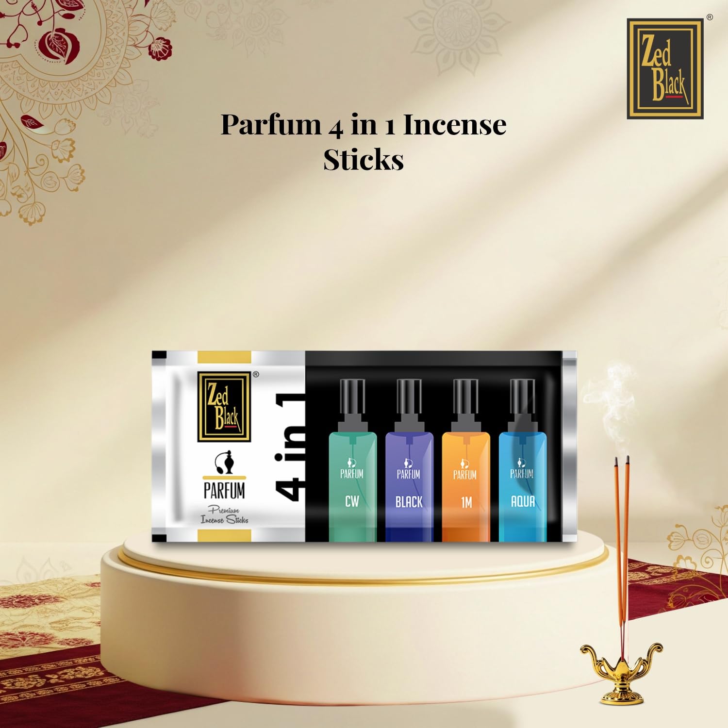 Box of Happiness Contains Zed Black Incense Sticks Kit, Agarbatti, Dhoop Cones, Dhoop Sticks, Long Lasting Burning Sambrani Cups, Guggal Cups for Auspicious Festival Gifts