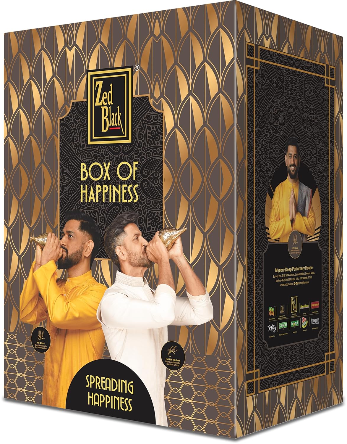 Box of Happiness Contains Zed Black Incense Sticks Kit, Agarbatti, Dhoop Cones, Dhoop Sticks, Long Lasting Burning Sambrani Cups, Guggal Cups for Auspicious Festival Gifts