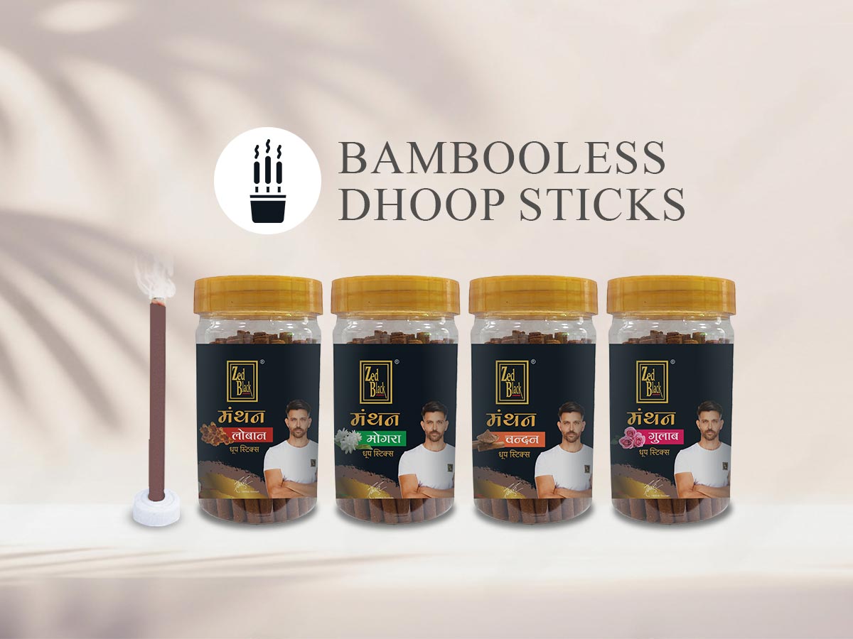 Zed Black Bamboo Less Dhoop Sticks in Jar Packing Dhoop Sticks – Manthan Series No Bamboo | Combo Dhoop Sticks– Pack of 4 (408 GM)