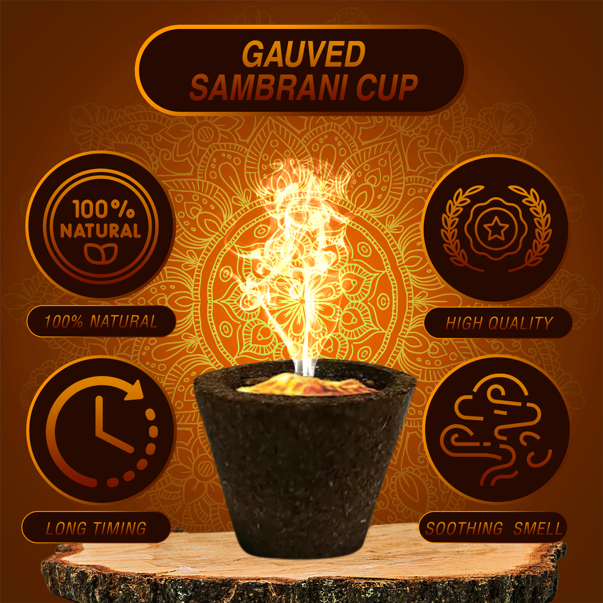 Gauved Sambrani Cup Combo of 2 Pack - Guggal & Loabn - Made with Cow Dung- Pack of 2 U