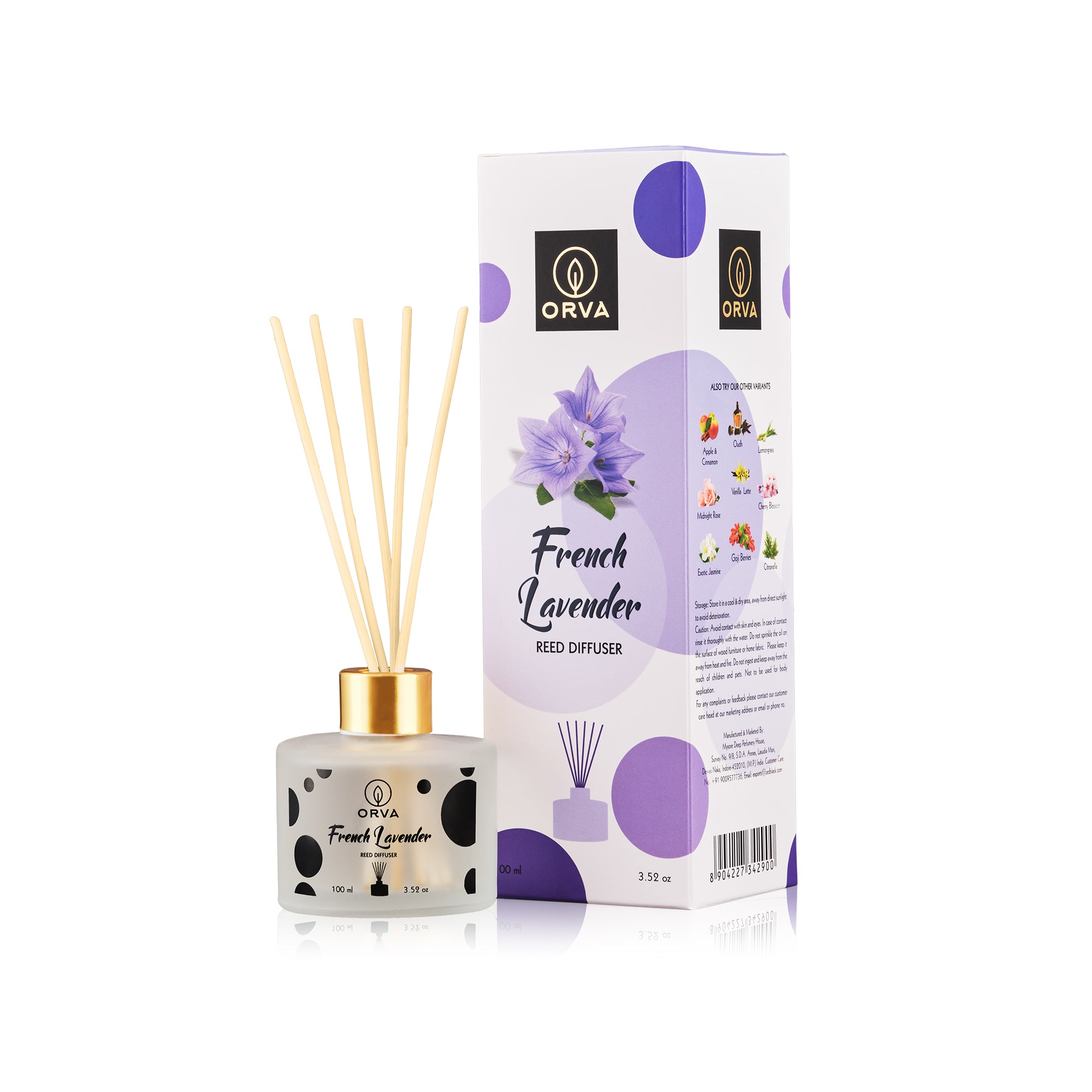 Orva Reed Diffuser Fragrance for Home, Workplace, Enclosed Spaces | 100ml | Includes 6 Rattan Sticks Free | Stress Relief | Mood Enhancer (Pack of 1)