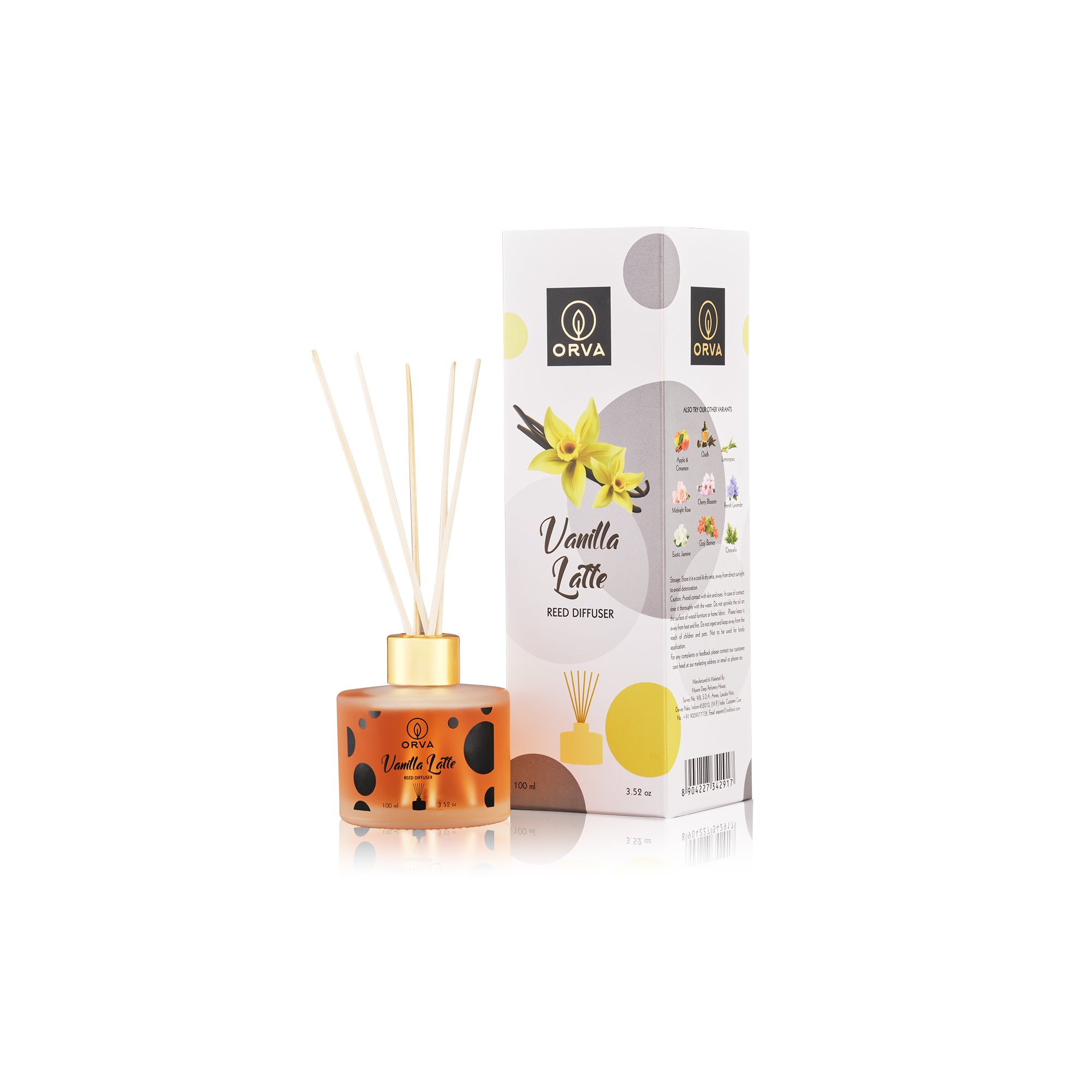 Orva Reed Diffuser Fragrance for Home, Workplace, Enclosed Spaces | 100ml | Includes 6 Rattan Sticks Free | Stress Relief | Mood Enhancer (Pack of 1)