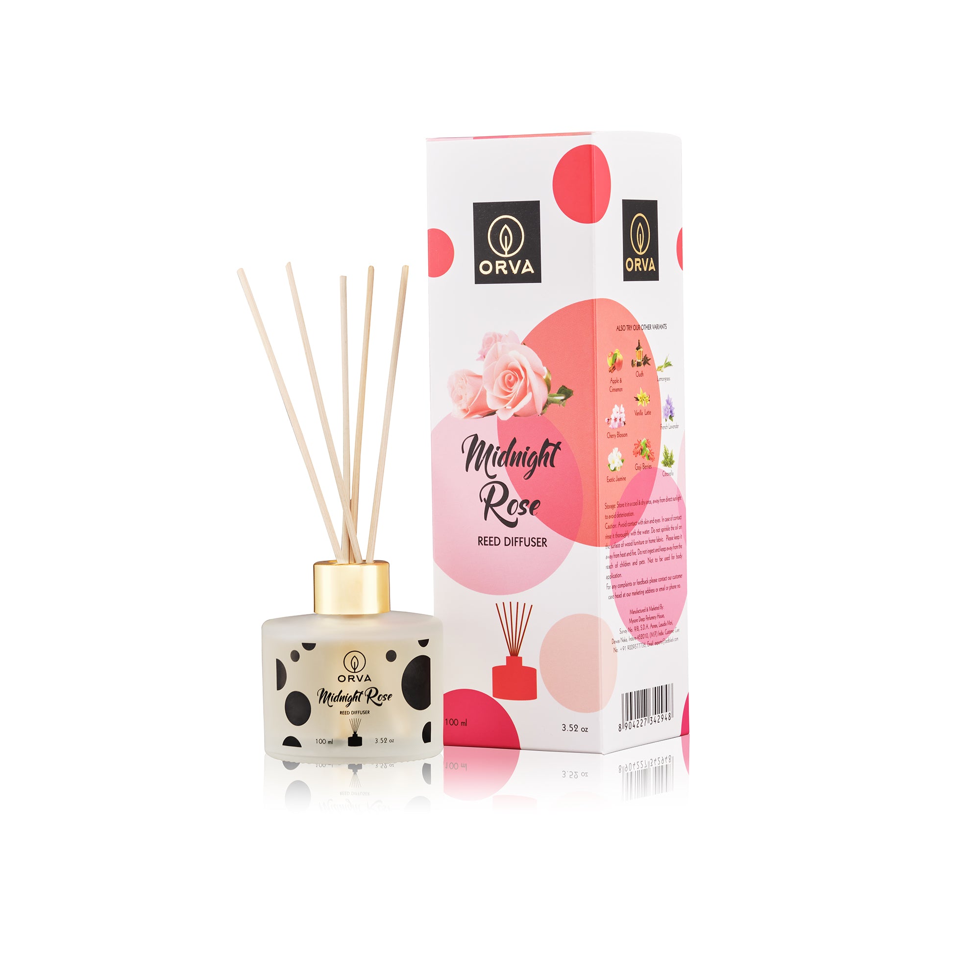 Orva Reed Diffuser Fragrance for Home, Workplace, Enclosed Spaces | 100ml | Includes 6 Rattan Sticks Free | Stress Relief | Mood Enhancer (Pack of 1)