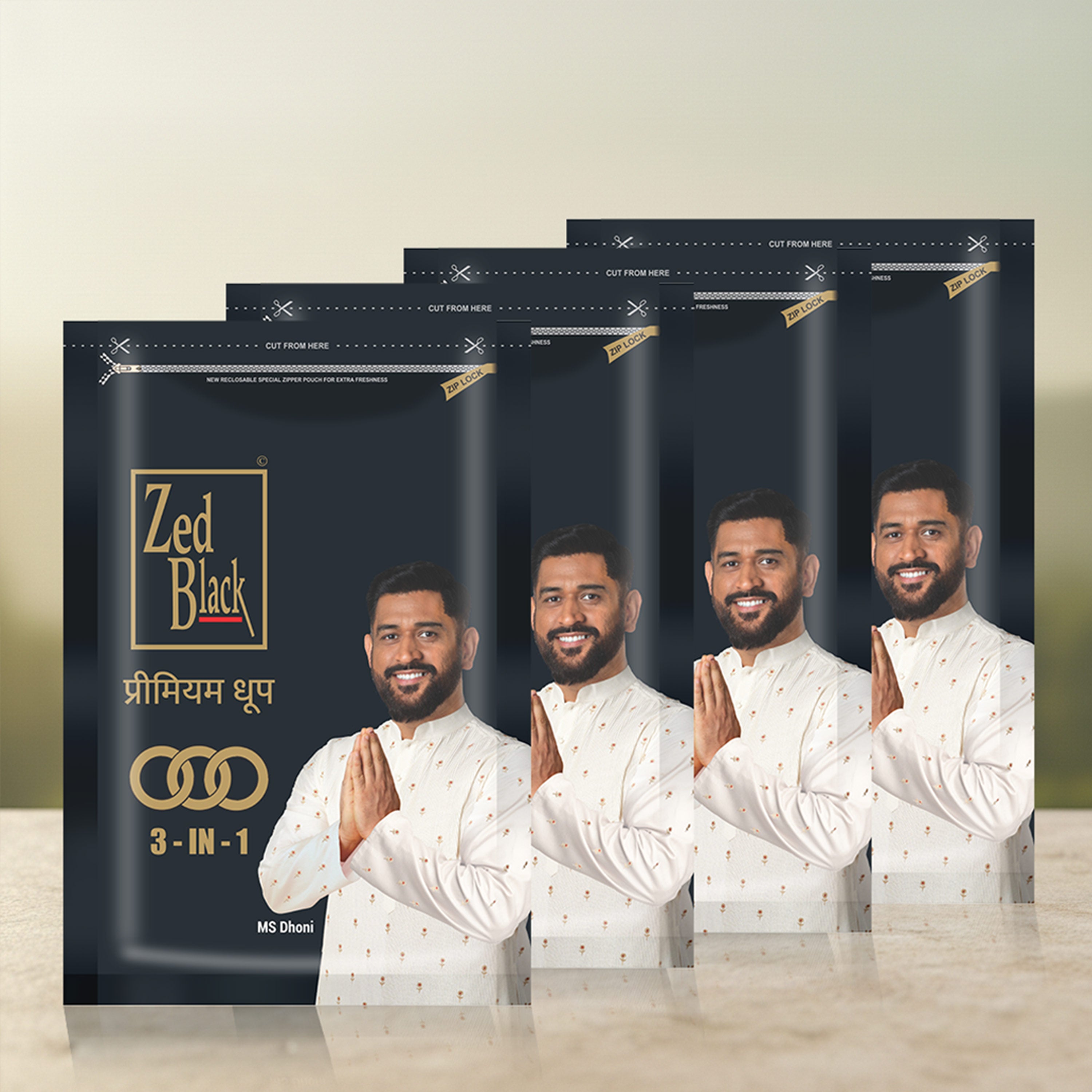 Zed Black Parfum Dhoop Big Batti in Family Zipper Packing Incense Dhoop 4 Fragrance- 3 in 1 | Combo Assorted Dhoop - Pack of 4