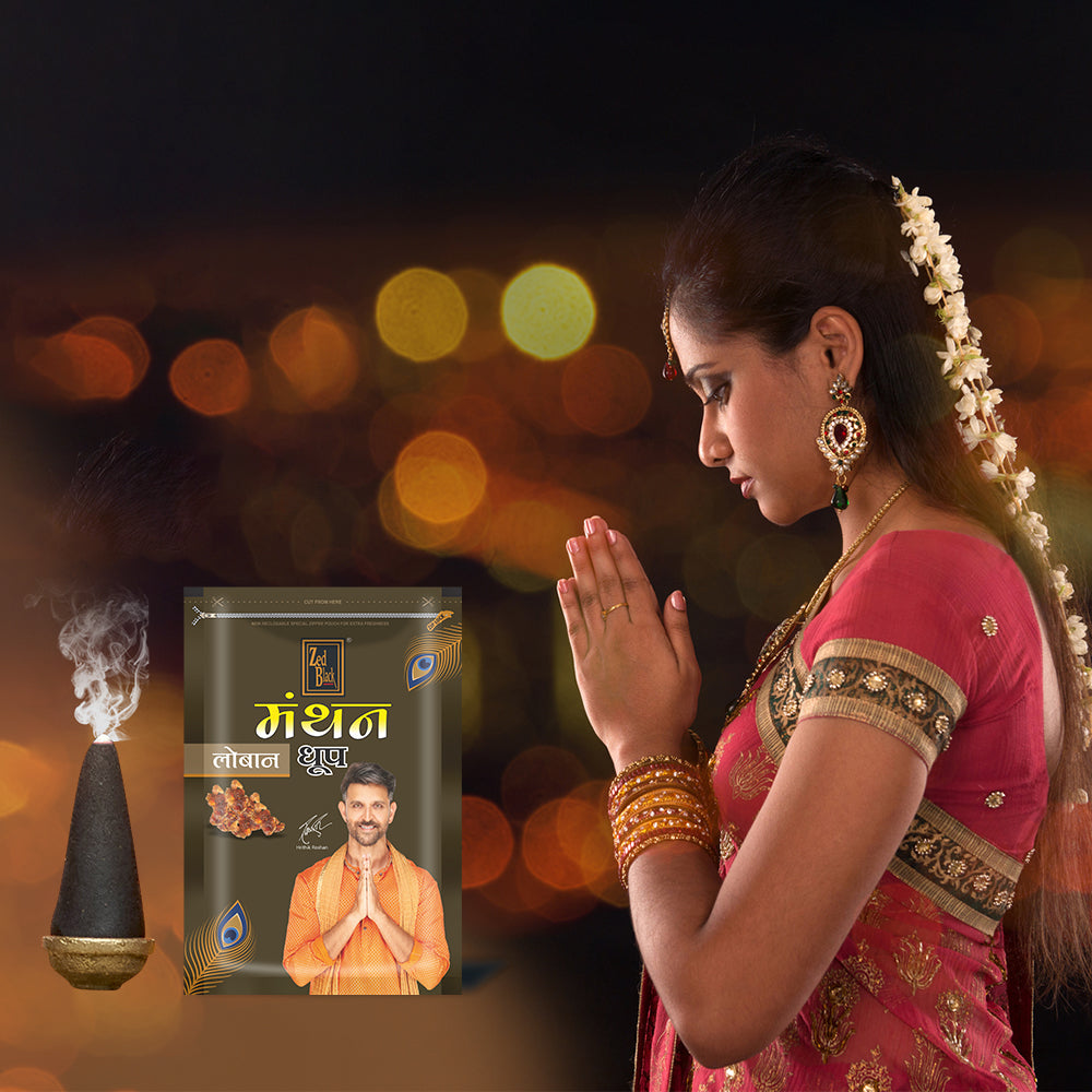 Zed Black Manthan Dhoop Big Cones in Family Zipper Packing Incense Dhoop Cones 4 Fragrance - Dhoop Loban,Lavender ,Mogra,Rajnigandha | Combo Assorted Dhoop - Pack of 4
