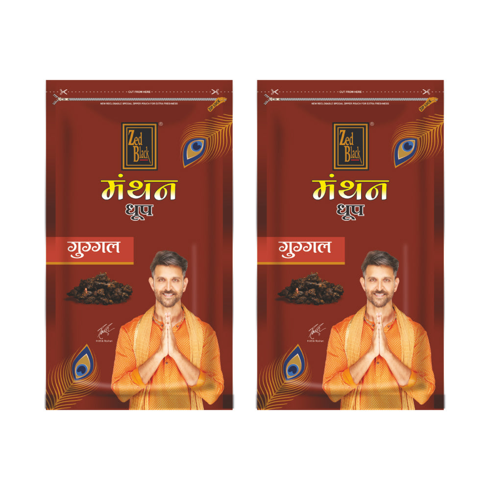 Zed Black Dhoop Big Cones in Zipper Packing Incense Dhoop Cones 1 Fragrance - Guggal | Combo Assorted Dhoop - Pack of 2