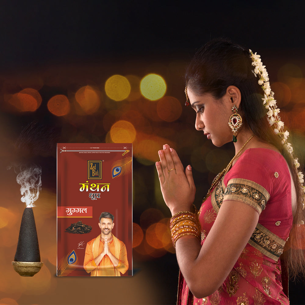 Zed Black Dhoop Big Cones in Zipper Packing Incense Dhoop Cones 1 Fragrance - Guggal | Combo Assorted Dhoop - Pack of 2
