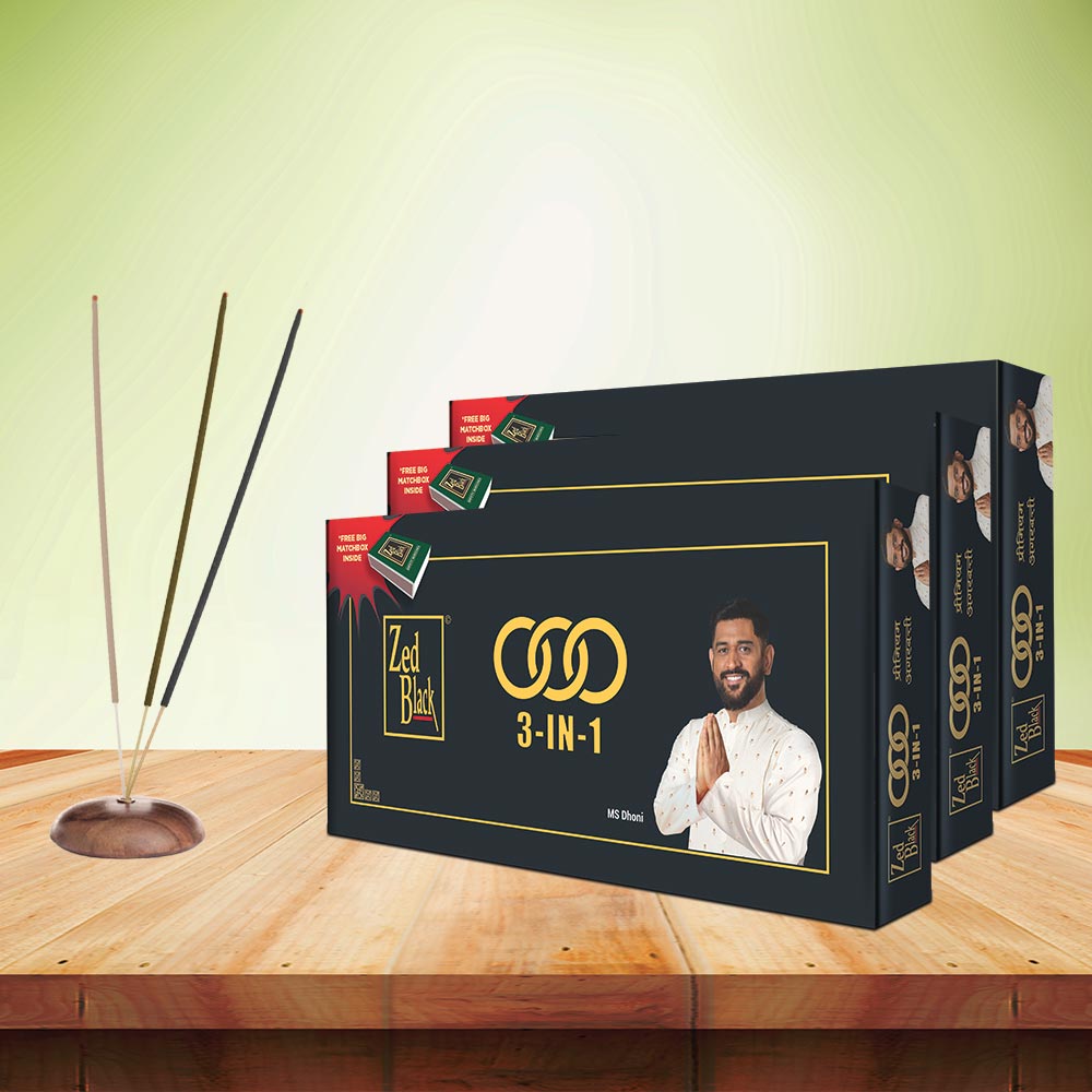 Zed Black 3 in 1 Monthly Pack Agarbatti / Incense Sticks - Aroma Sticks (Pack of 3)