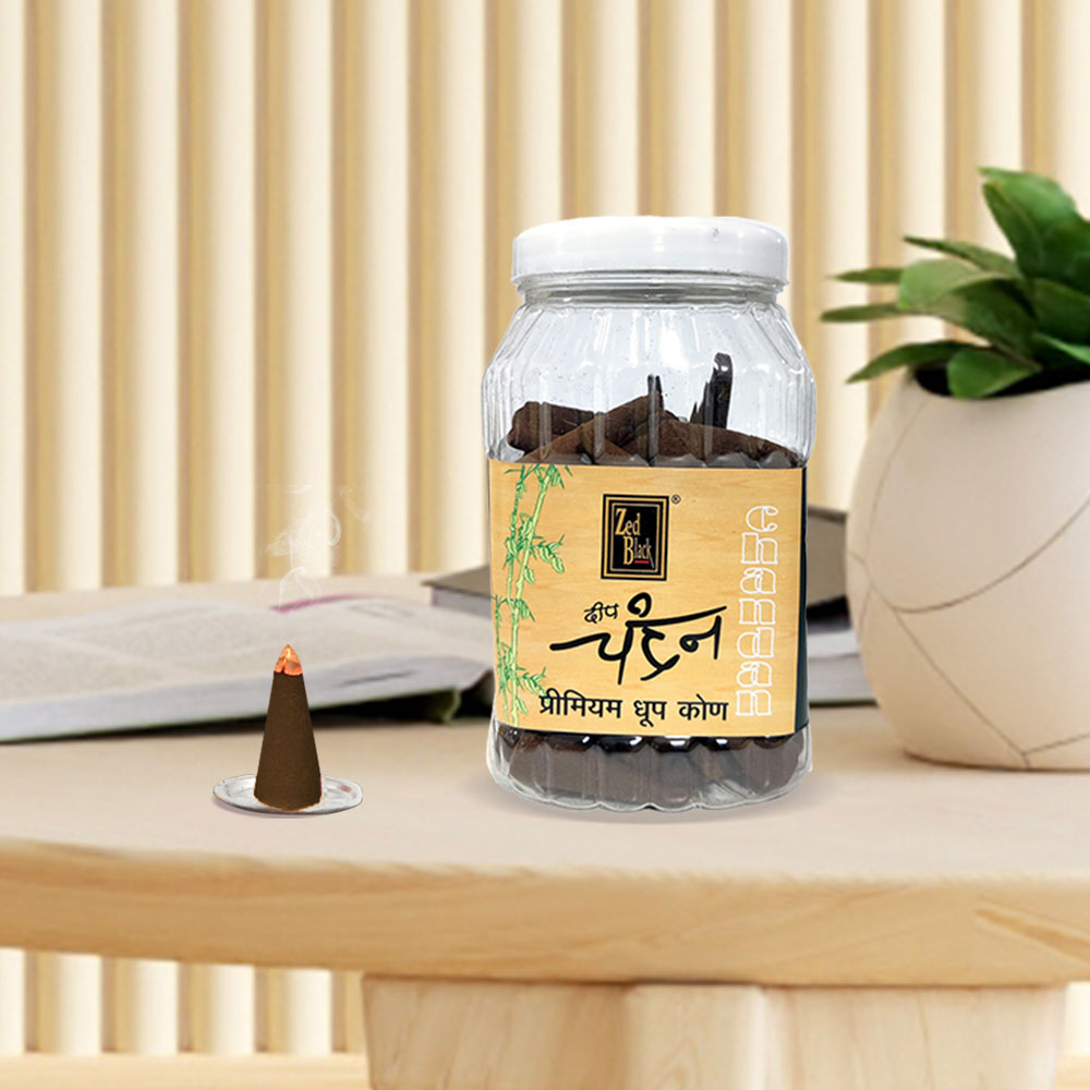 Zed Black Dhoop Big Cones in Jar Packing Incense Dhoop Cones – 2 Fragrances - ( Mogra & Chandan) | Combo Assorted Dhoop